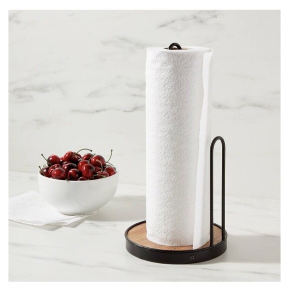 Target Threshold Iron and Mangowood Wire Paper Towel Holder Black NEW!! - Picture 2 of 8